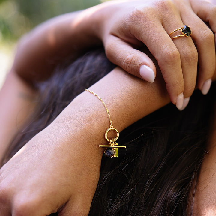 Healing Bracelet | Gold with Herkimer Quartz