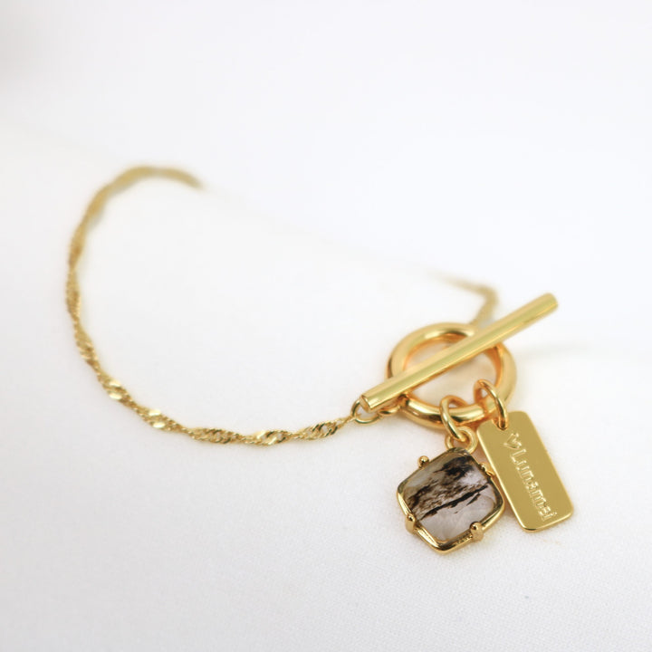 Healing Bracelet | Gold with Herkimer Quartz