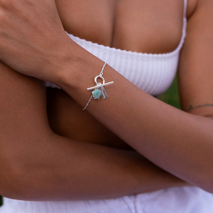 Healing Bracelet | Silver with Green Line Jasper