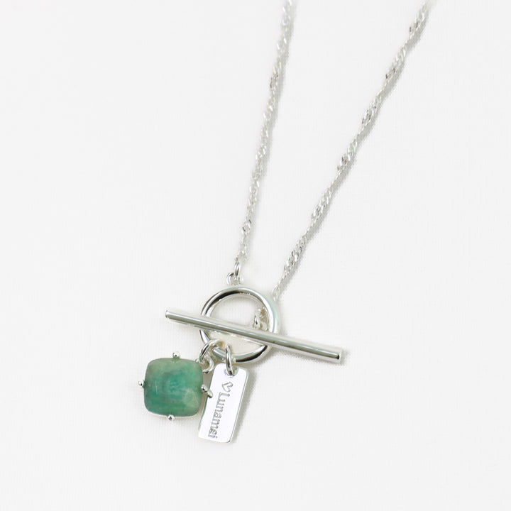 Pure Necklace | Silver with Green Line Jasper