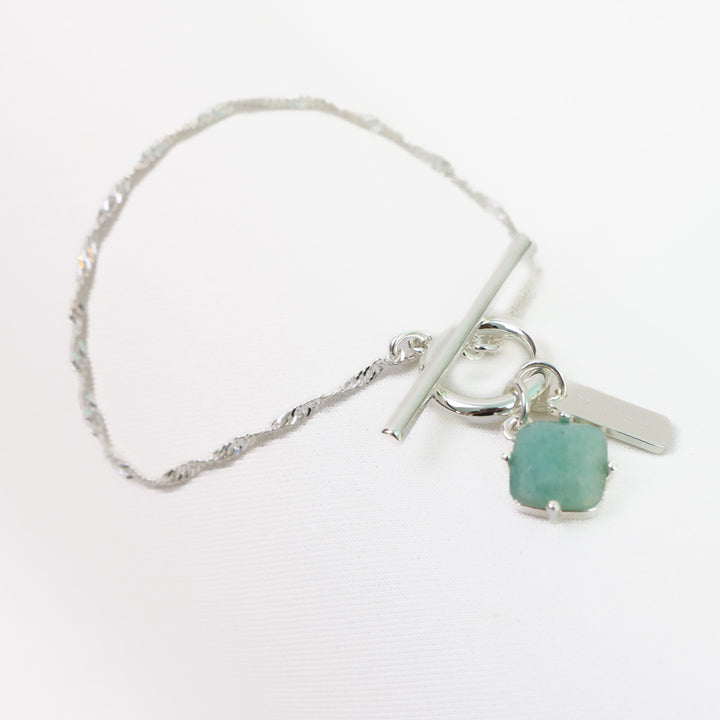 Healing Bracelet | Silver with Green Line Jasper
