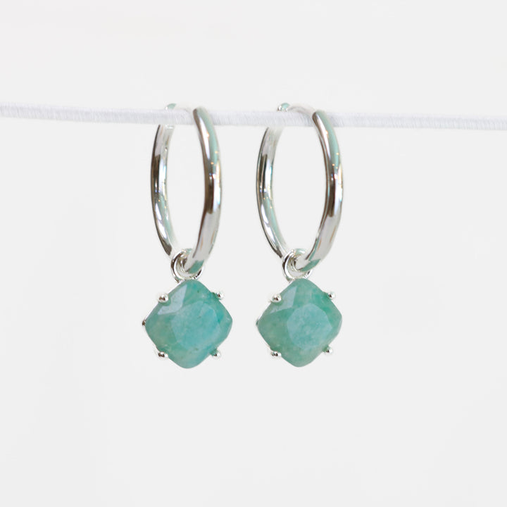 Aura Earrings | Silver with Green Line Jasper