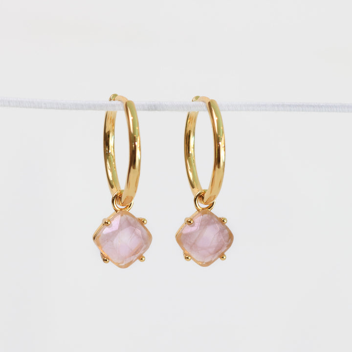 Aura Earrings | Gold with Rose Quartz