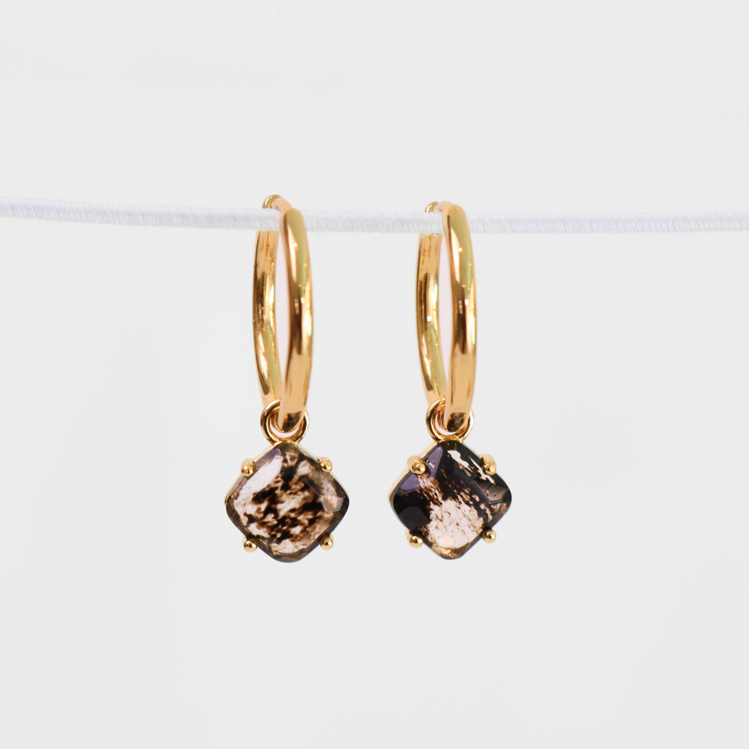 Aura Earrings | Gold with Herkimer Quartz