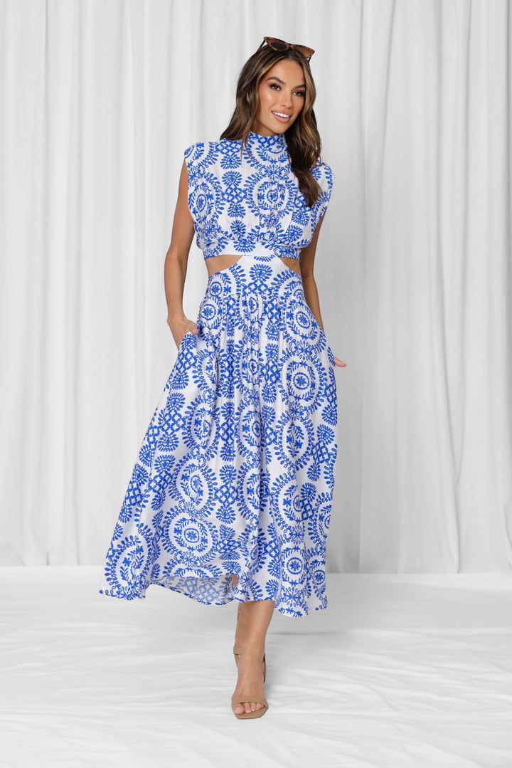 Misha Dress in Blue Print