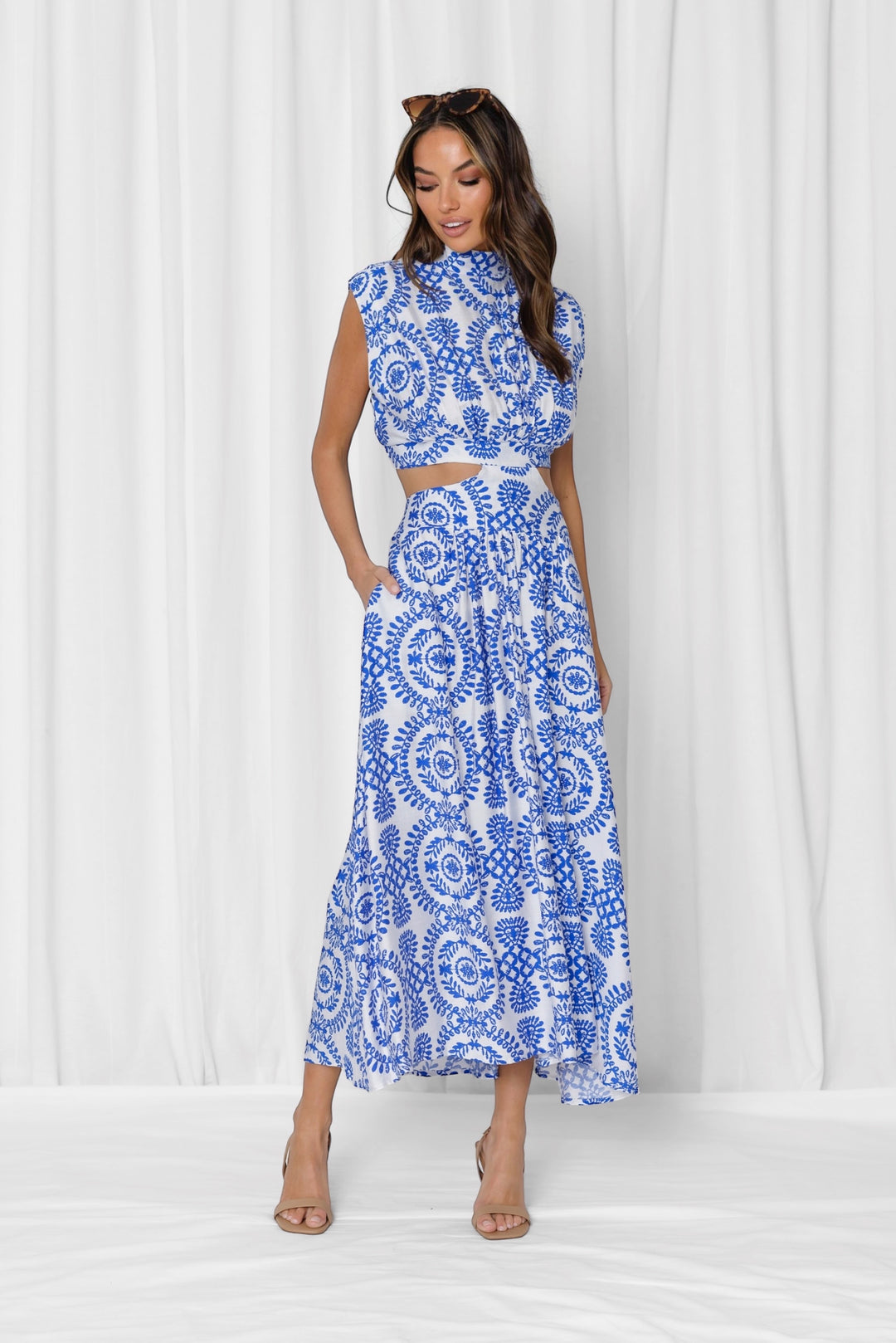 Misha Dress in Blue Print