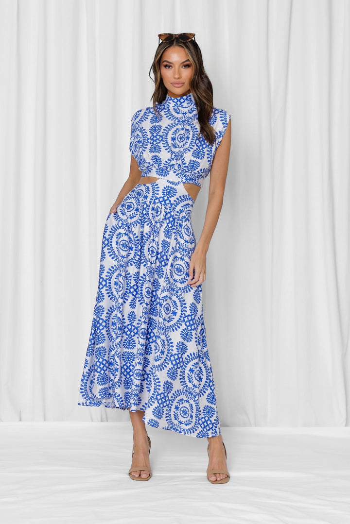 Misha Dress in Blue Print