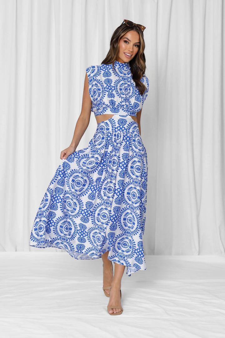 Misha Dress in Blue Print