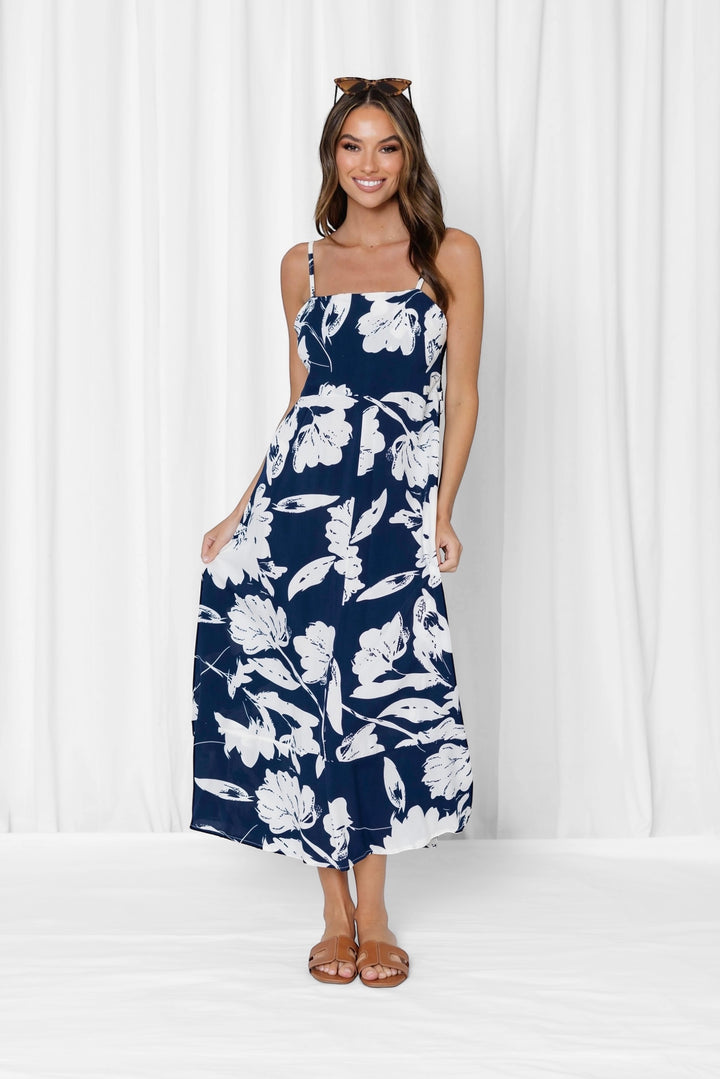 Felicity Dress in Navy Print