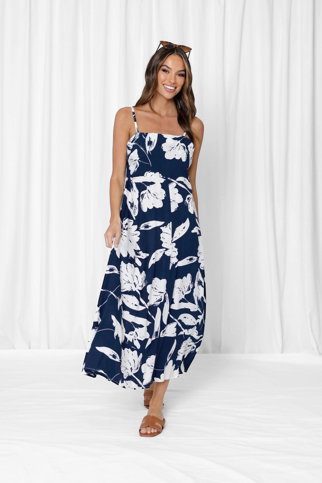 Felicity Dress in Navy Print