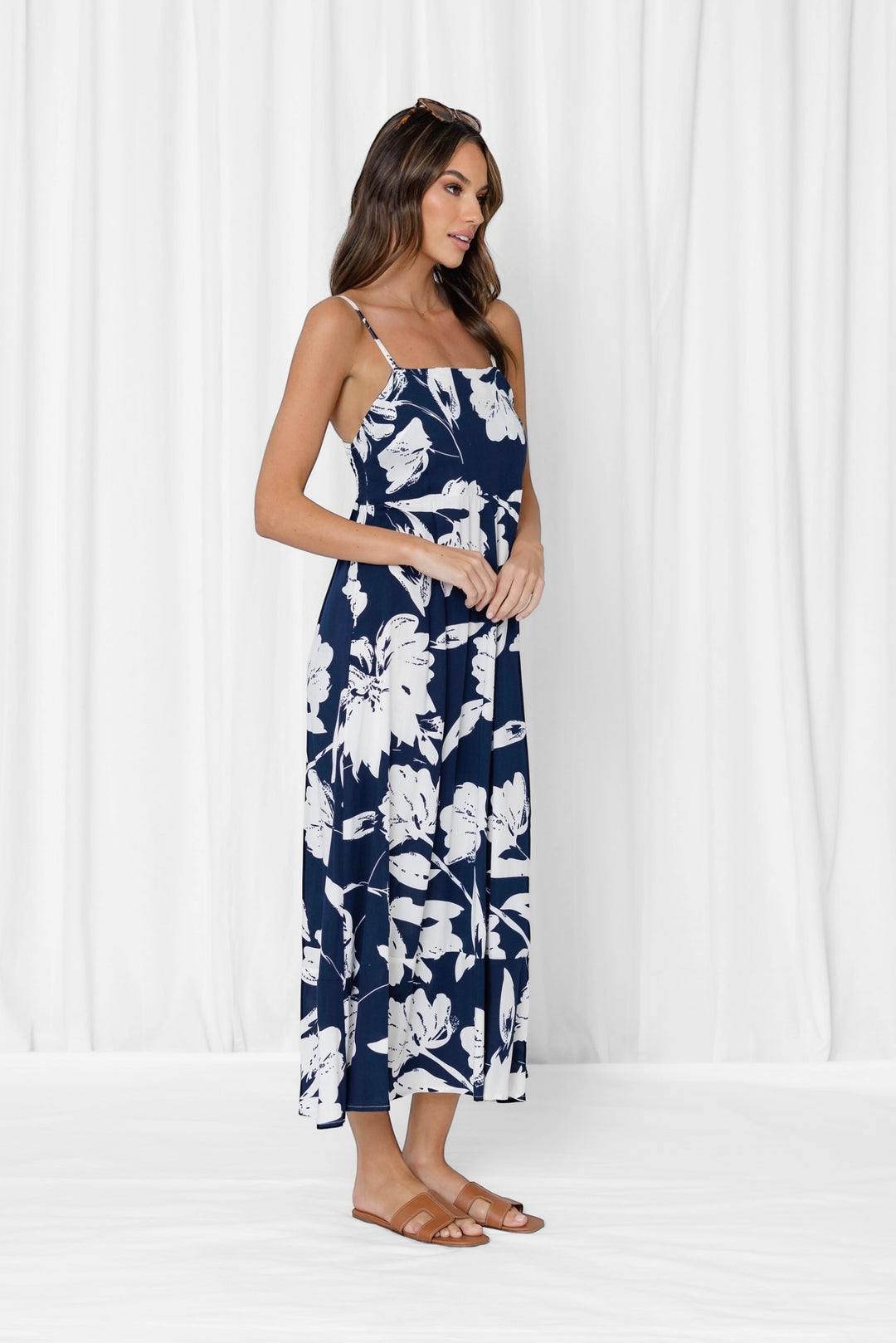 Felicity Dress in Navy Print