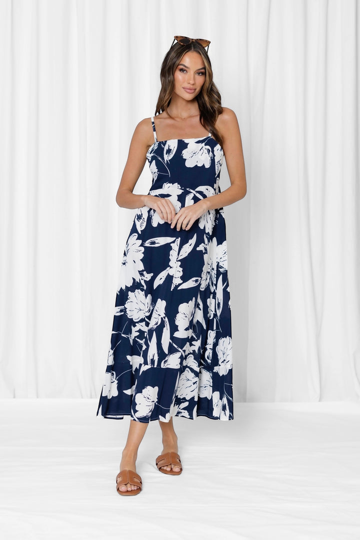 Felicity Dress in Navy Print