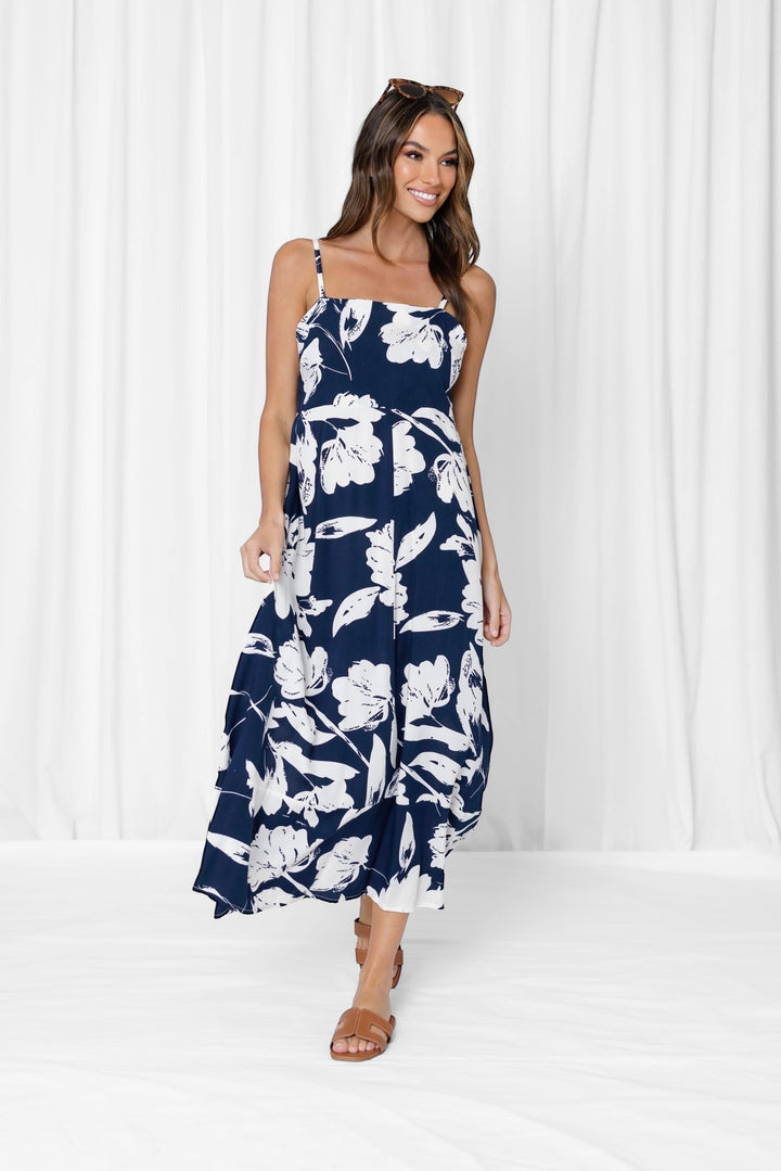 Felicity Dress in Navy Print