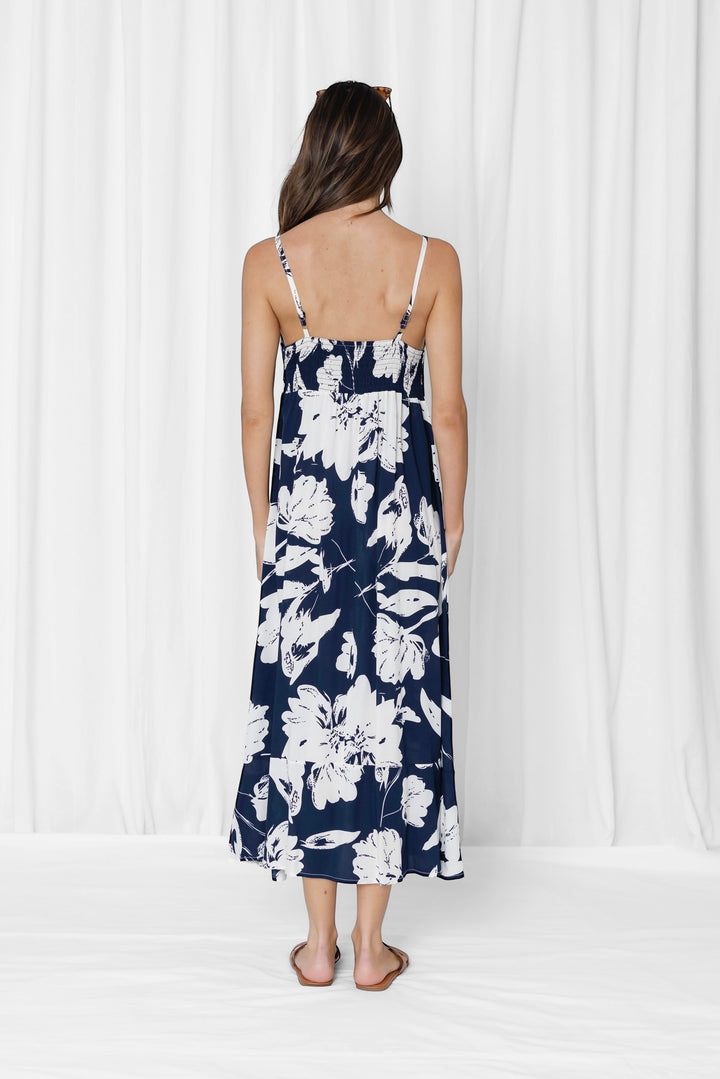 Felicity Dress in Navy Print