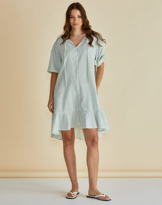 Livvy Dress | Green Stripe