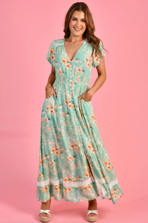 Lola Maxi Dress | Wasabi Wildflower