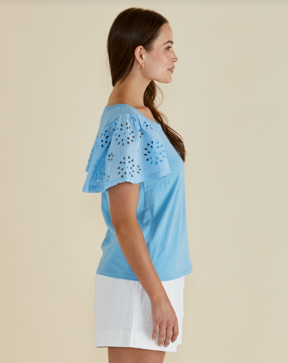 Lottie Embroidered Tee | Baby Blue
