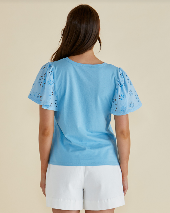Lottie Embroidered Tee | Baby Blue