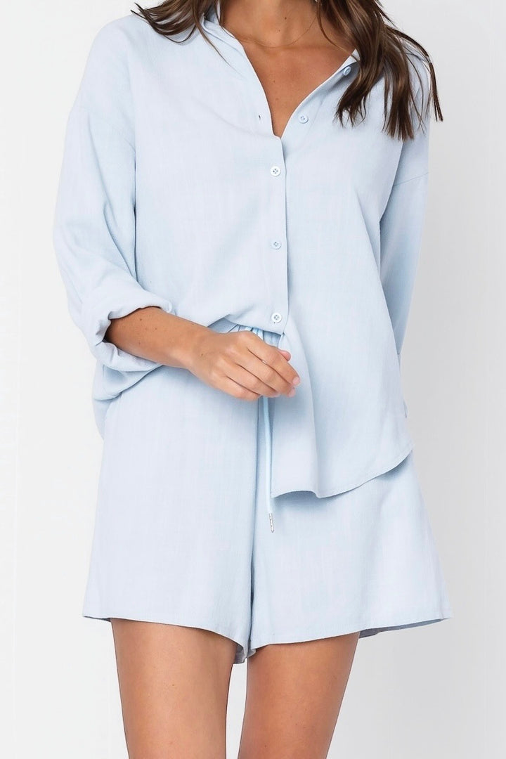 Noosa Linen Shirt in Sky