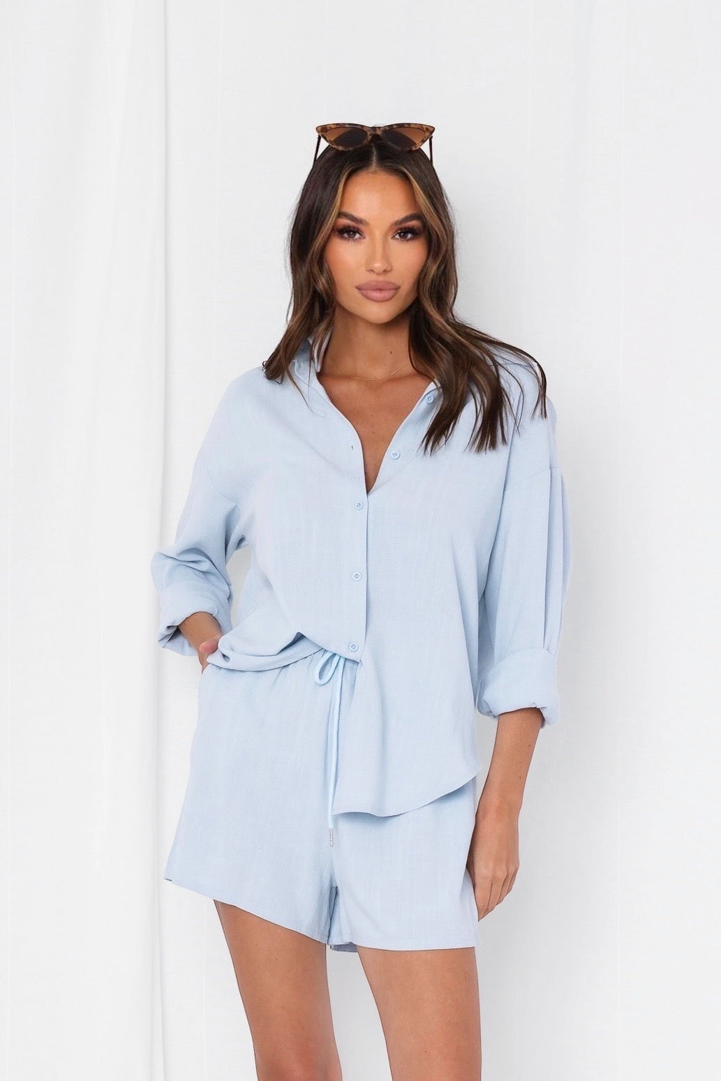 Noosa Linen Shirt in Sky