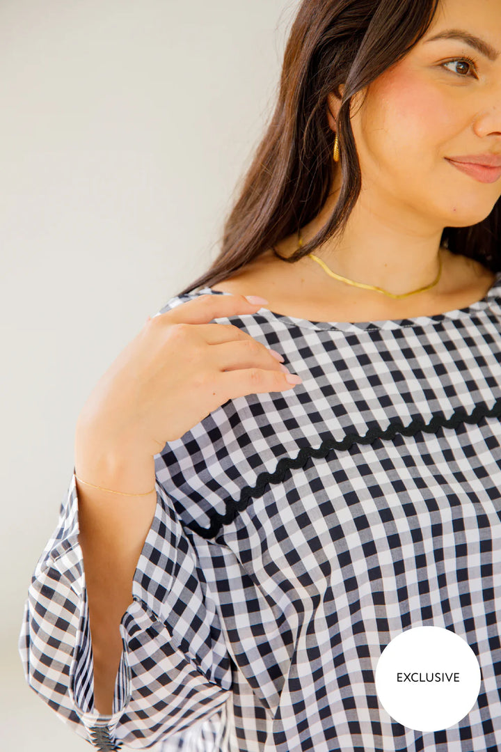 Milan Top | Black Gingham