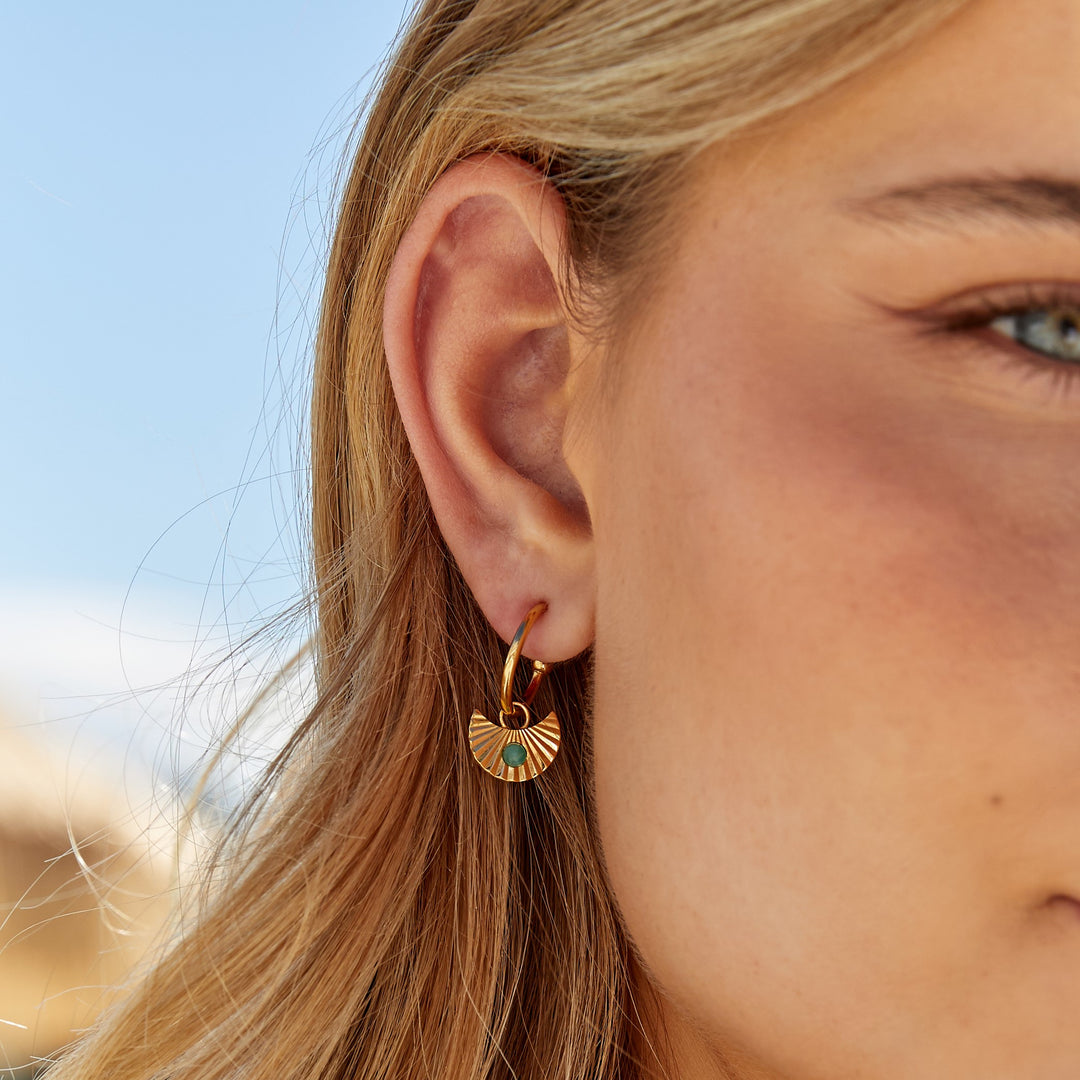 Moon Gazer Earrings | Gold with Green Amazonite