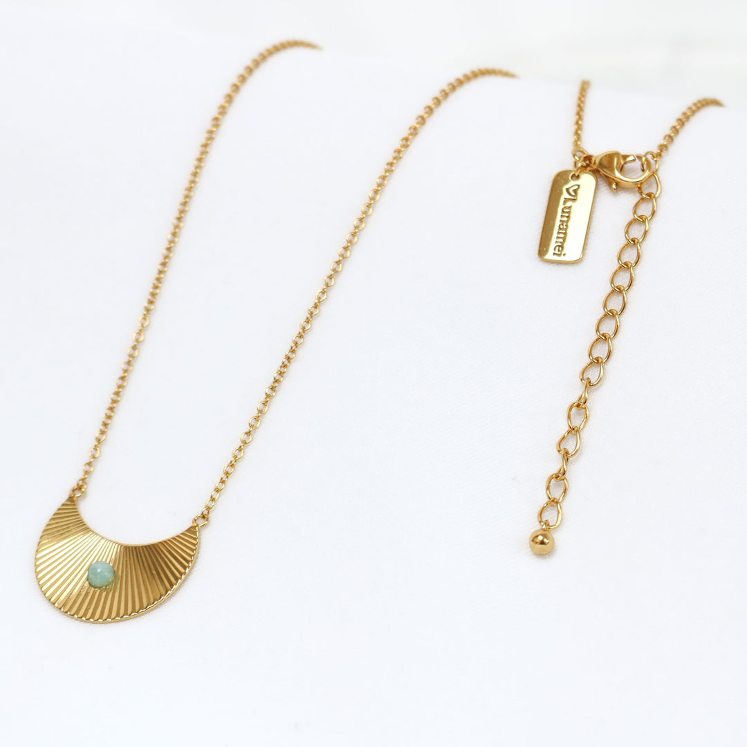 Moon Beam Necklace | Gold with Green Amazonite