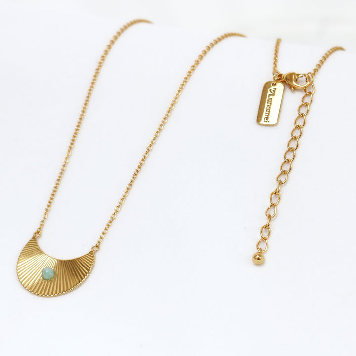 Moon Beam Necklace | Gold with Green Amazonite