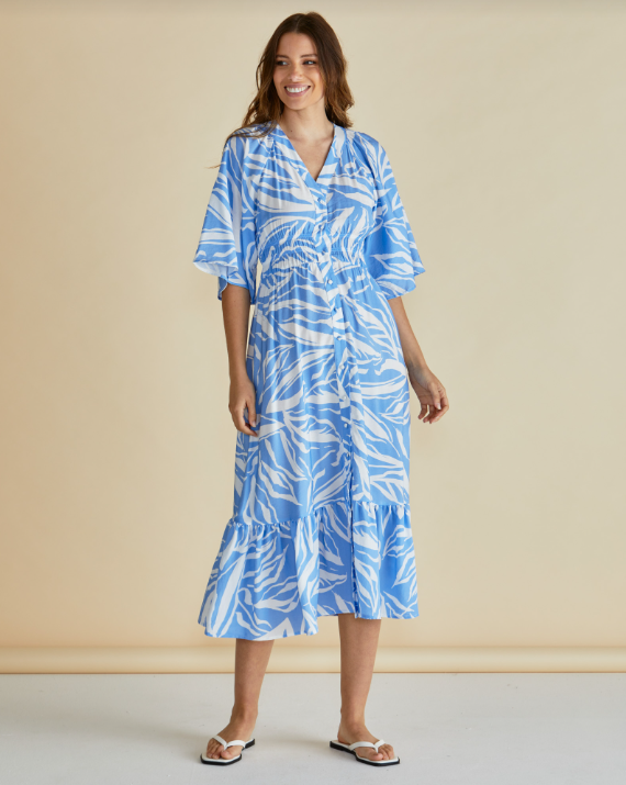 Moxie Dress | Blue Abstract Print