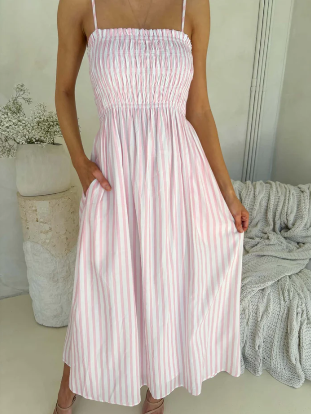 Palm Cove Dress | Pink Stripe