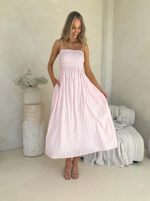 Palm Cove Dress | Pink Stripe