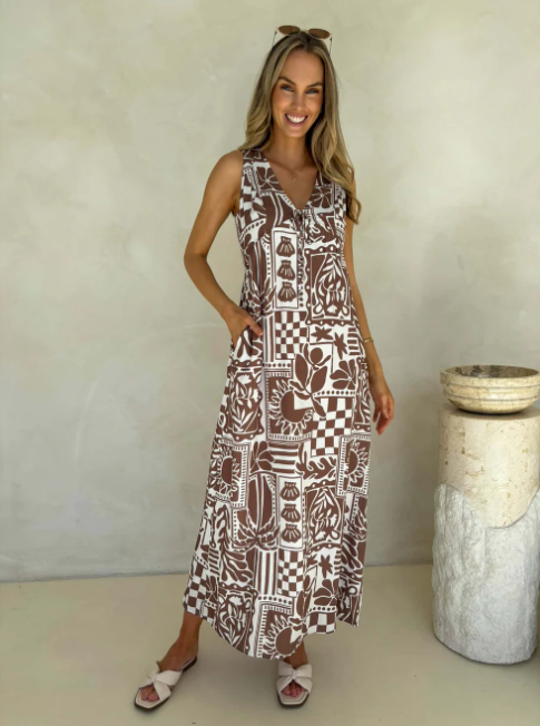 Peyton Dress | Truffle Print