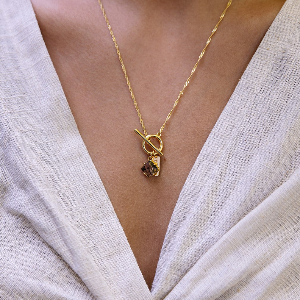 Pure Necklace | Gold with Herkimer Quartz
