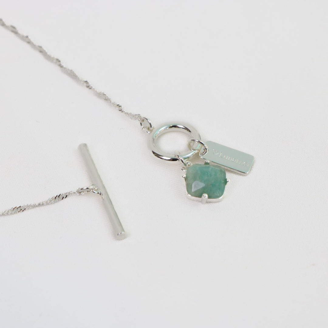 Pure Necklace | Silver with Green Line Jasper