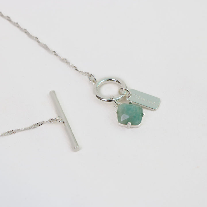 Pure Necklace | Silver with Green Line Jasper