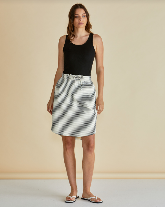 Retreat Skirt | White & Black Stripe