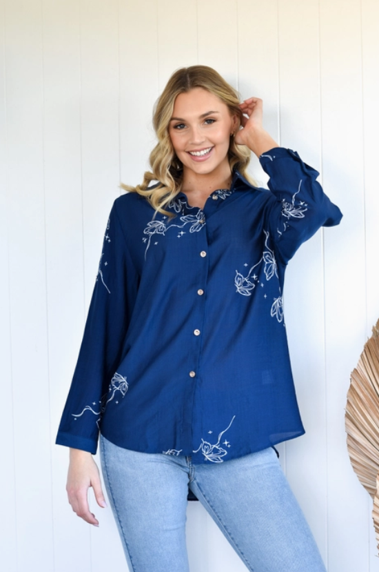 Flutterline Top - Navy