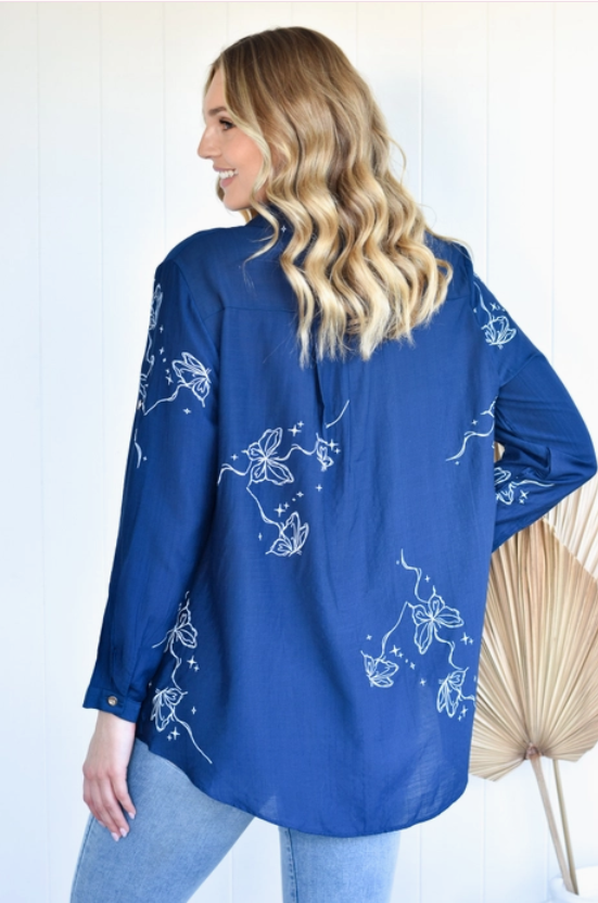 Flutterline Top - Navy