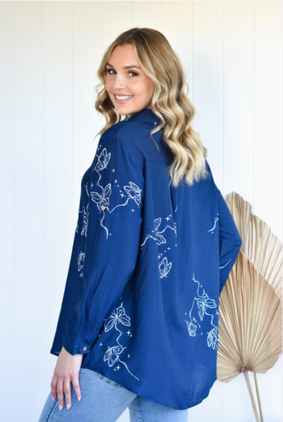 Flutterline Top - Navy