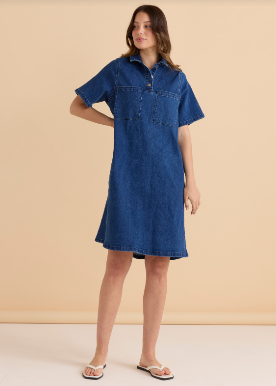 Shift Denim Shirt Dress | Dusty Blue