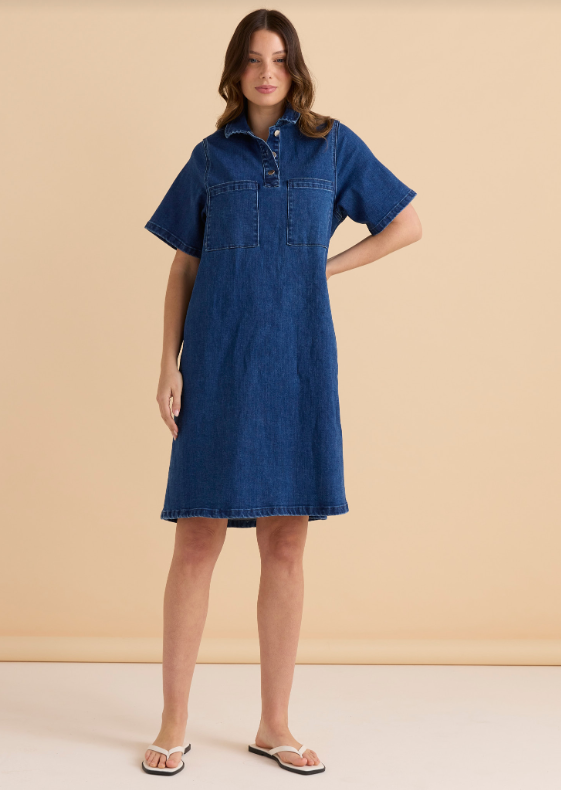Shift Denim Shirt Dress | Dusty Blue