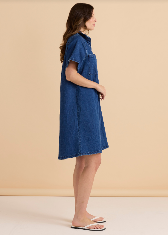 Shift Denim Shirt Dress | Dusty Blue