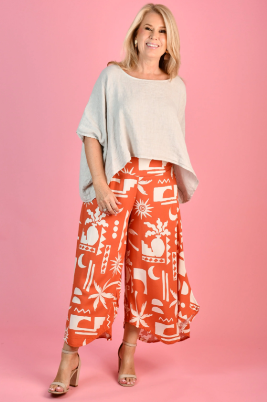 Sydney Wide Leg Pant | Casablanca Orange
