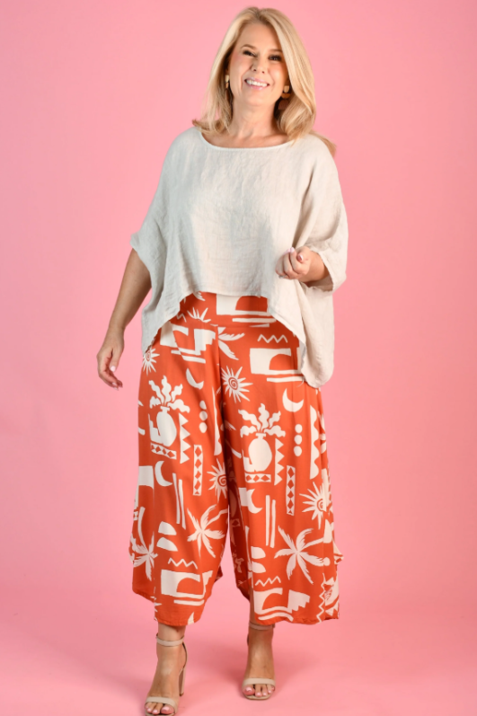Sydney Wide Leg Pant | Casablanca Orange