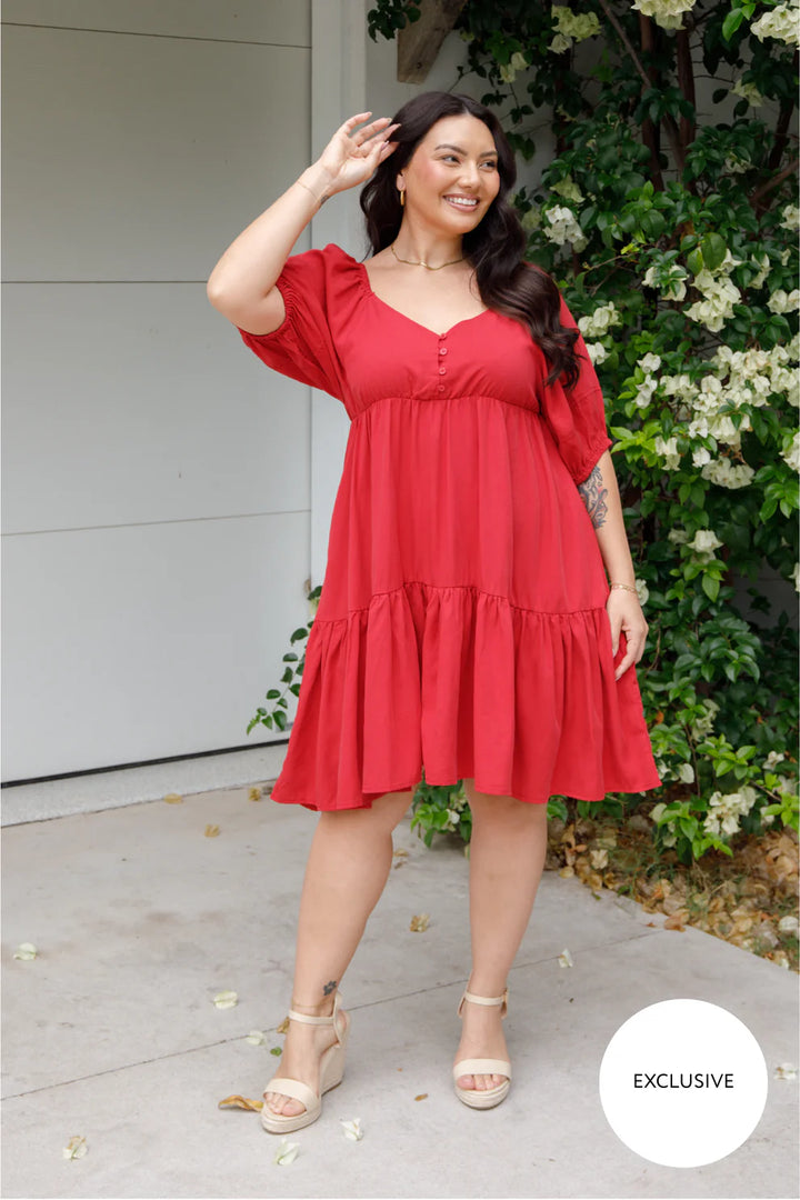 Tilly Dress in Cherry Red