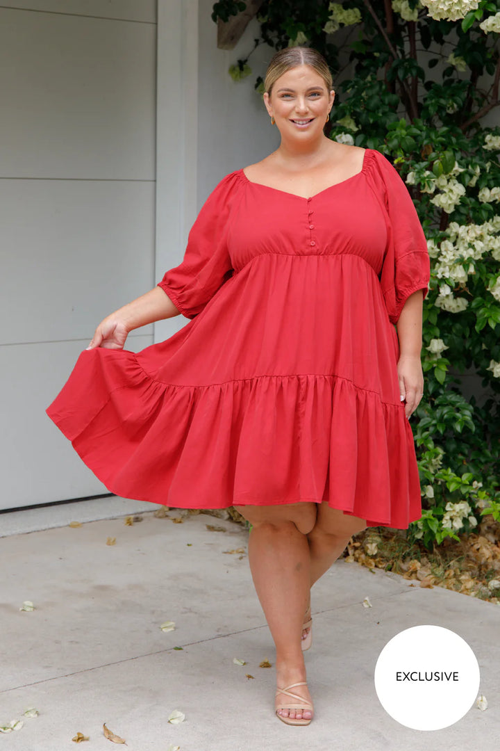 Tilly Dress in Cherry Red