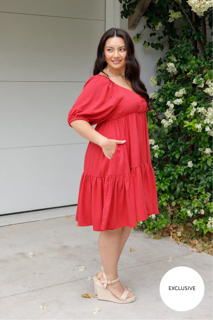 Tilly Dress in Cherry Red