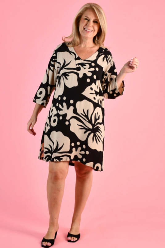 V-Neck Vicky Dress | Hideaway Hibiscus
