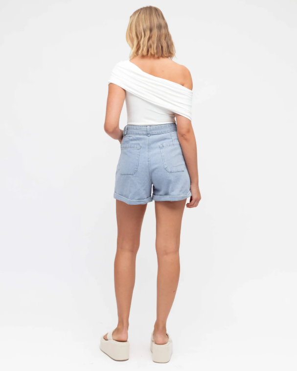 Tailored Denim Short - Light Washed Denim