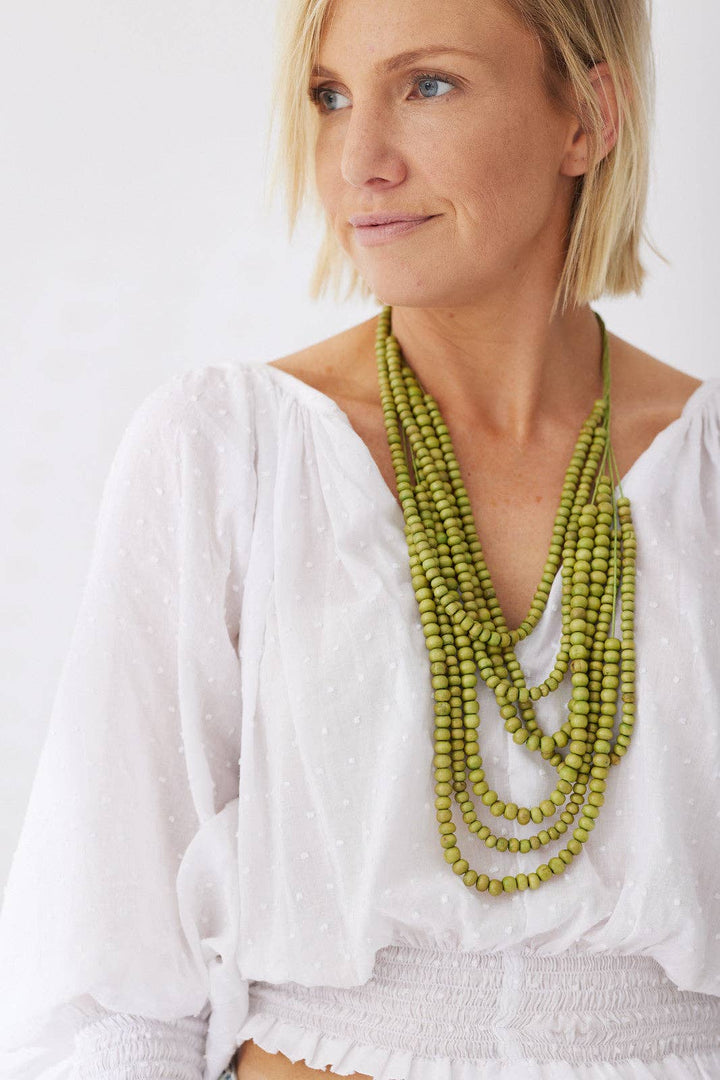 Timber Bead Necklace - Waimea - Green